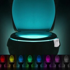 Lampa Led Wc, pentru vasul de toaleta cu senzor infrarosu de miscare si 8 lumini - imagine 4
