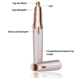 Epilator, Trimmer Pentru Sprancene cu precizie inalta tip stilou, Flawless Brows - imagine 3