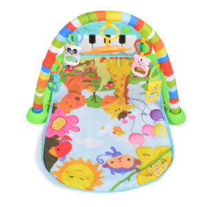 Saltea Activitati Interactiva Bebelusi, Fetite si Baieti, 5 in 1, Dezvoltare Motorie, Pian si Oglinda Detasabile Sunete, Jucarii Zornaitoare, Roz si Albastru - imagine 5