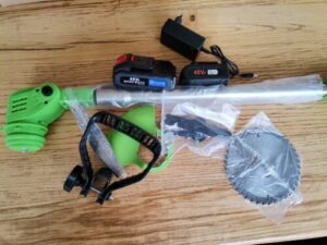 Motocoasa Electrica Cu Roti Detasabile Si 2 Acumulatori De 48V, Autonomie 4 h, 4000 mAh, 18000 RPM, Verde photo review