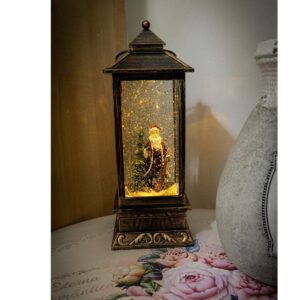 Decoratiune CRACIUN, Felinar Luminos, Furtuna de Zapada, Muzical cu tematica de Craciun, alimentare Baterii sau cablu USB, 29 cm - imagine 3