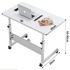 Masuta pentru laptop sau mic dejun cu inaltime reglabila, masa cu roti pentru laptop - 40*60 - Alb