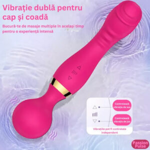 Vibrator pentru punctul G si clitoris VibeControl PassionPulse, Stimulare dubla, Silicon, Impermeabil, Fucsia, 22x3,7 cm - imagine 7