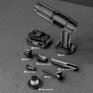 Aspirator si Suflanta de Aer Portabila 4 in 1, Acumulator Detasabil, Putere Mare de Aspirare, pentru Masina, Casa si Birou - imagine 3