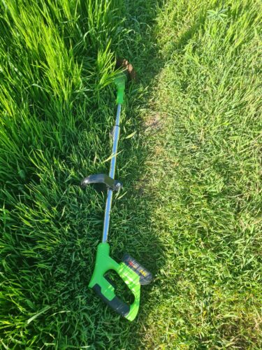 Motocoasa Electrica, Fara Fir, Disc, 2 Acumulatori 48V, 18000 RPM, Autonomie Mare, Putere 800W, 3 Tipuri De Lame De Taiere, Brat Ajustabil, 7 Accesorii Interschimbabile, ABS Si Metal, Roti Detasabile, Verde photo review