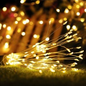 Set 2 X Lampa Solara, Decor Gradina, Model Fireworks/Artificii, din Sarma de Cupru, 120 LED-uri, 55W, 90 cm, Alb Cald (copie) - imagine 4