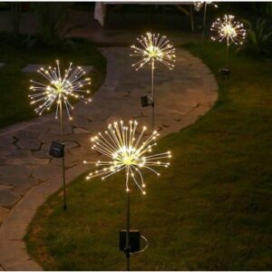 Set 2 X Lampa Solara, Decor Gradina, Model Fireworks/Artificii, din Sarma de Cupru, 120 LED-uri, 55W, 90 cm, Alb Cald (copie) - imagine 7