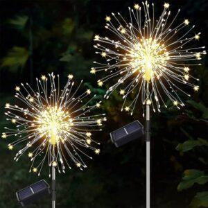 Set 2 X Lampa Solara, Decor Gradina, Model Fireworks/Artificii, din Sarma de Cupru, 120 LED-uri, 55W, 90 cm, Alb Cald (copie) - imagine 8